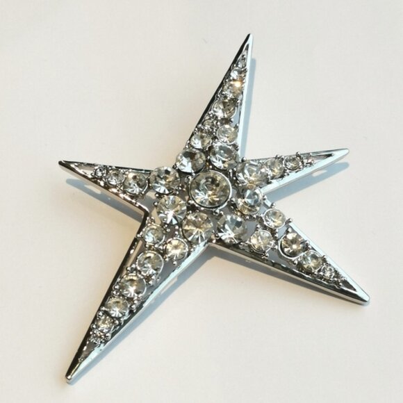 Large crystal modernist star brooch pin - Picture 2 of 7